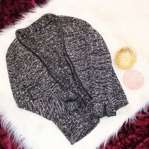 Knit Cardigan w. Leather Accents